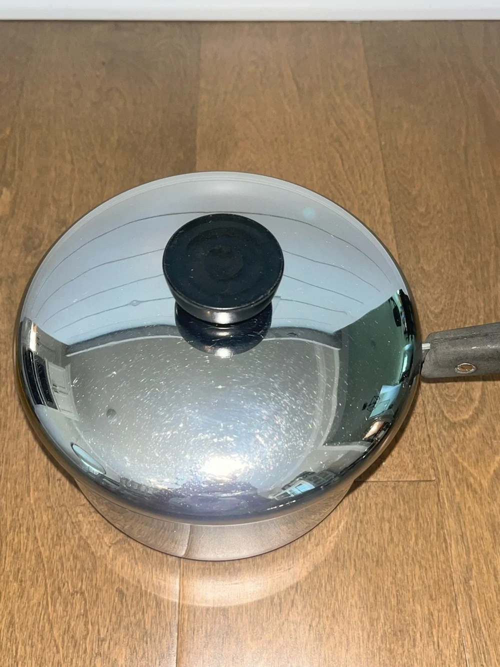 Vintage Revere Ware 1.5 Quart Stainless Steel / Copper Bottom Pot W/ Lid: 3973